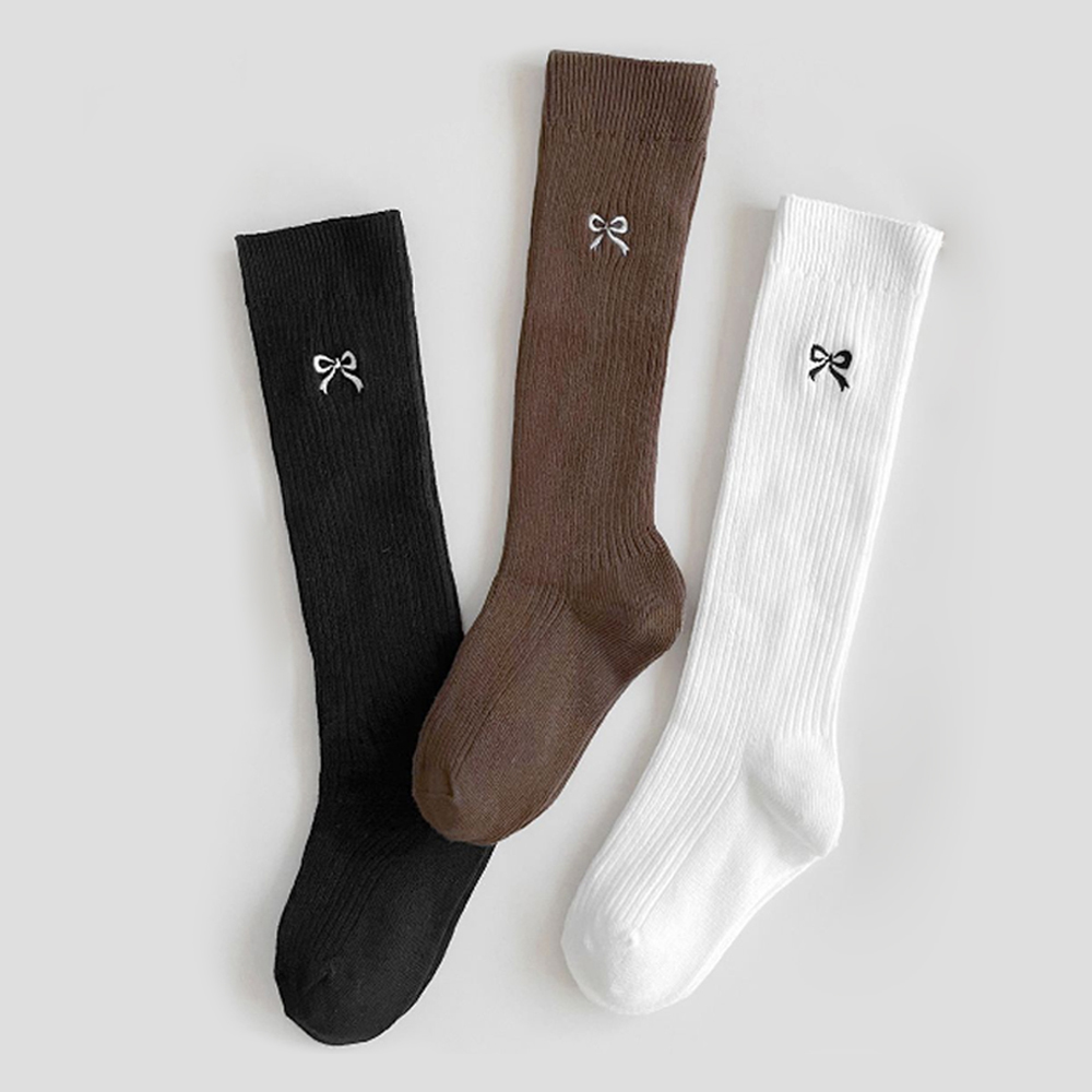 아이뿜 여아용 리본 자수 니삭스 3종 세트