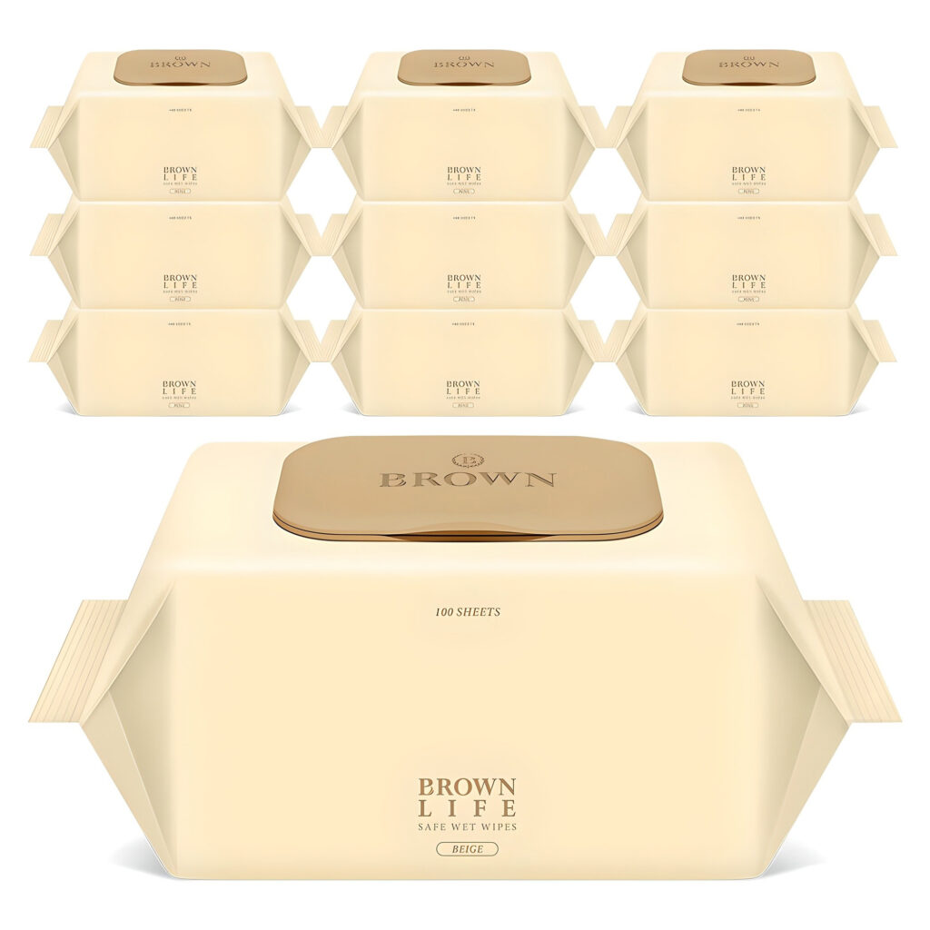 브라운라이프 베이지 엠보싱 대용량 물티슈 캡형