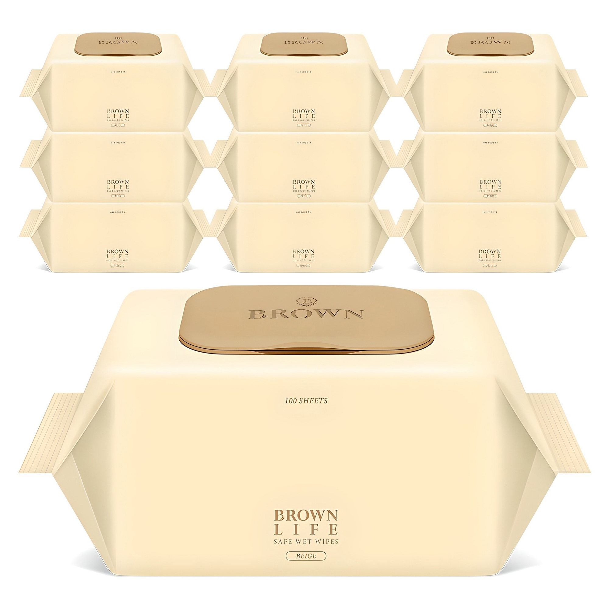 브라운라이프 베이지 엠보싱 대용량 물티슈 캡형